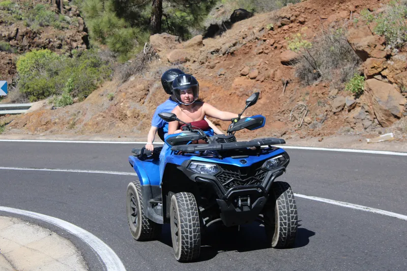 Close up of 550cc XL quad bike on mountain trail stop in Tenerife