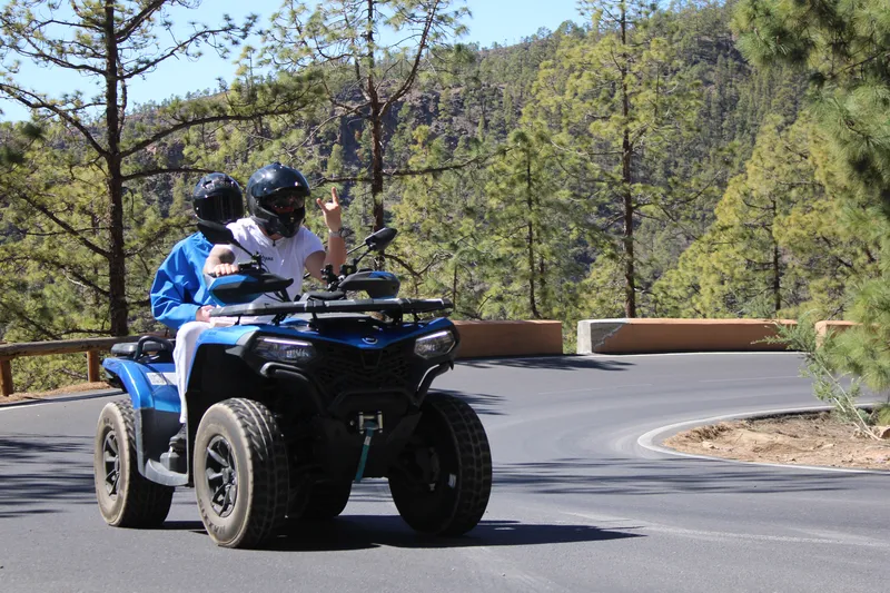 Tours on quad bikes driving along volcanic roads in Tenerife