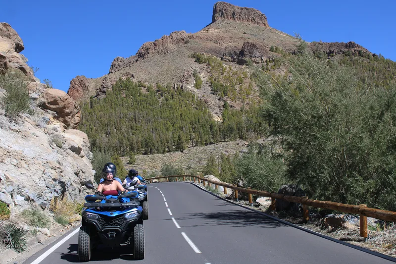 Off-road quad biking expedition path in volcanic terrain of Tenerife