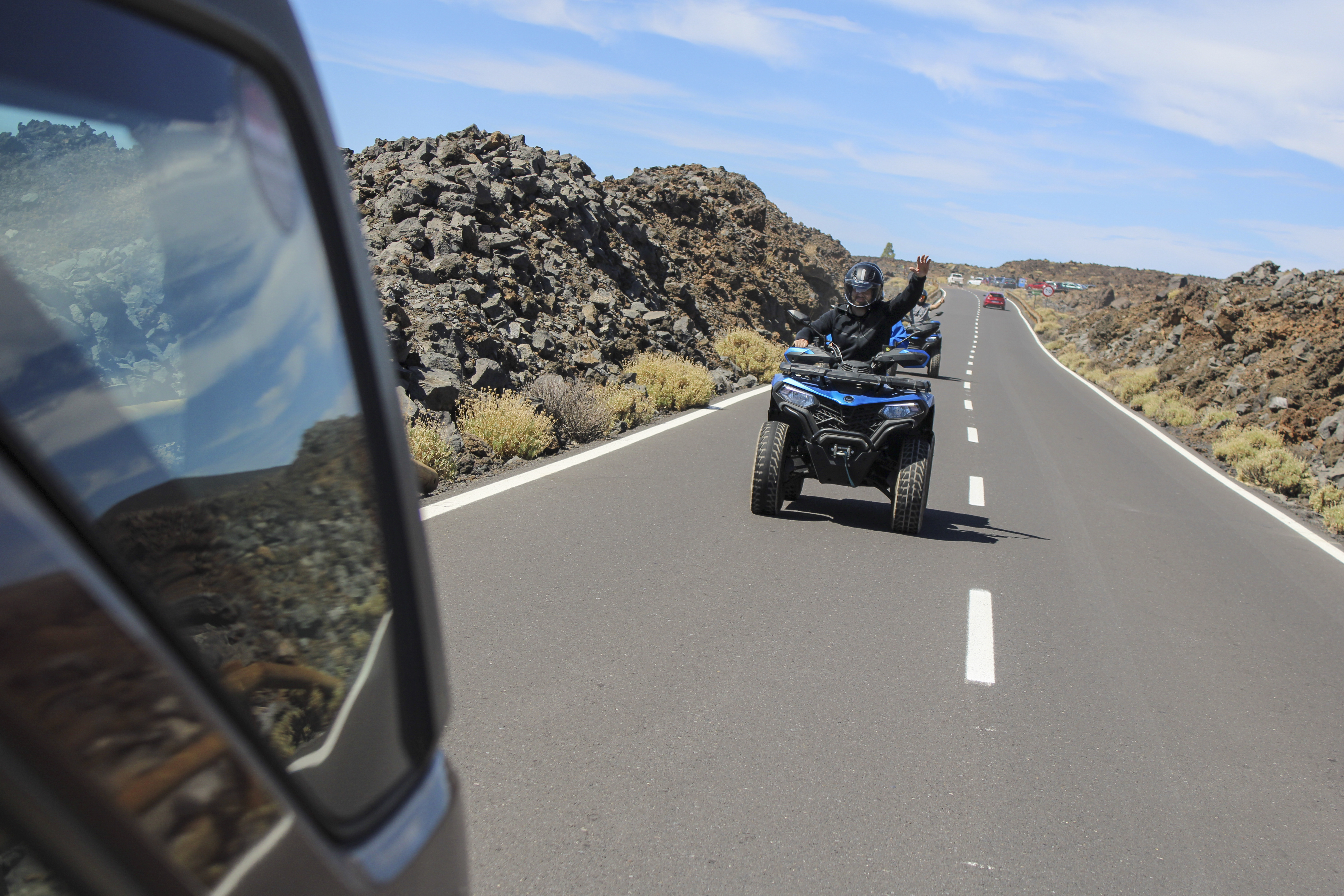 Scenic forest trail road leading to Mount Teide quad tour stop