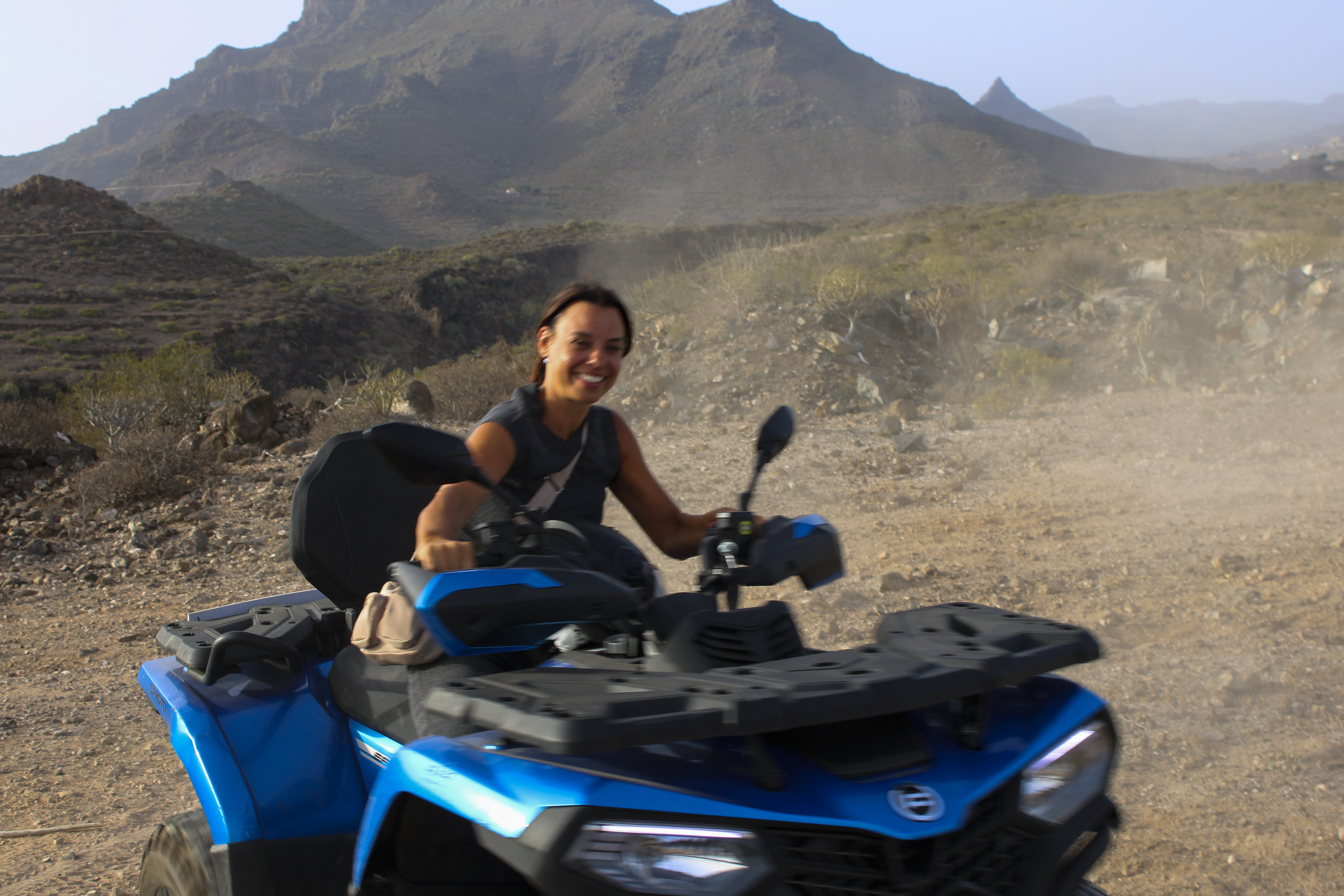 Adventure seekers enjoying a professional guided quad tour in Tenerife