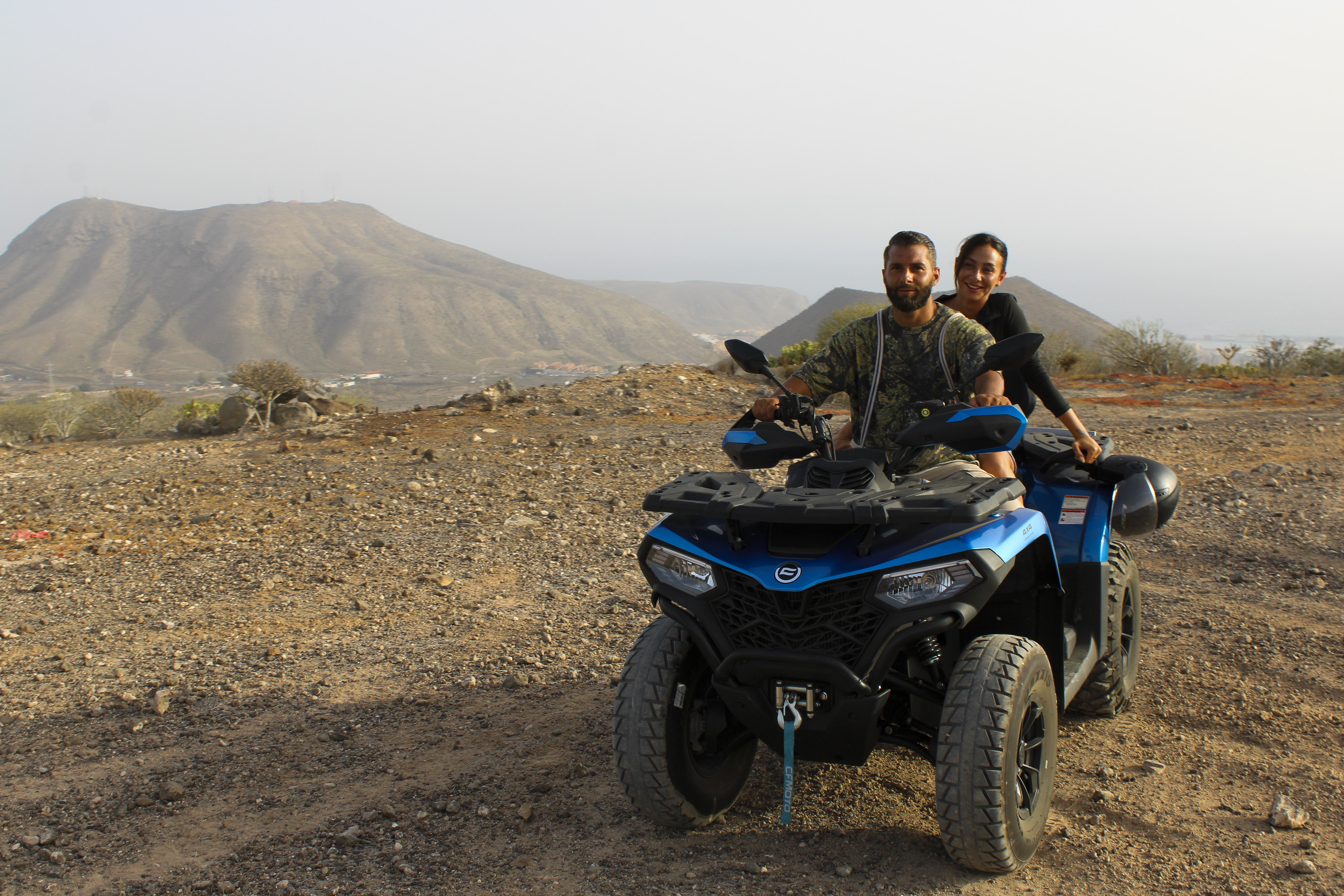 Teide quad expedition tour group photo with majestic mountain backdrop